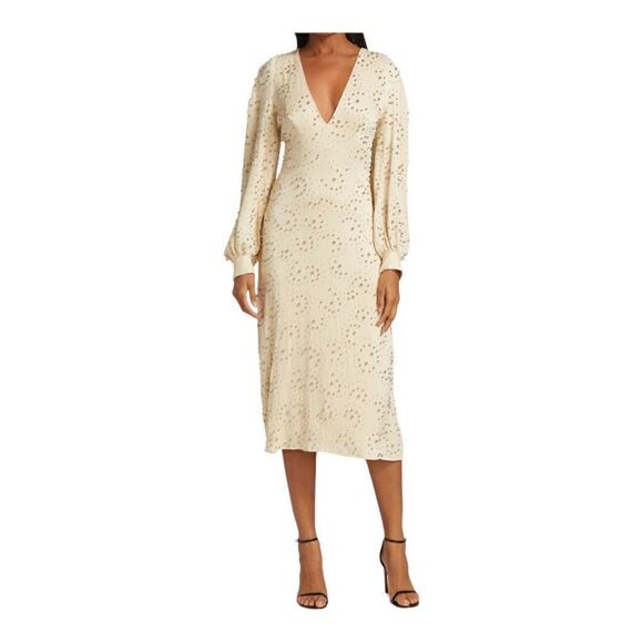 Rachel Comey Desilo Beaded V-neck Midi Dress Size 6 NWD - Picture 1 of 11